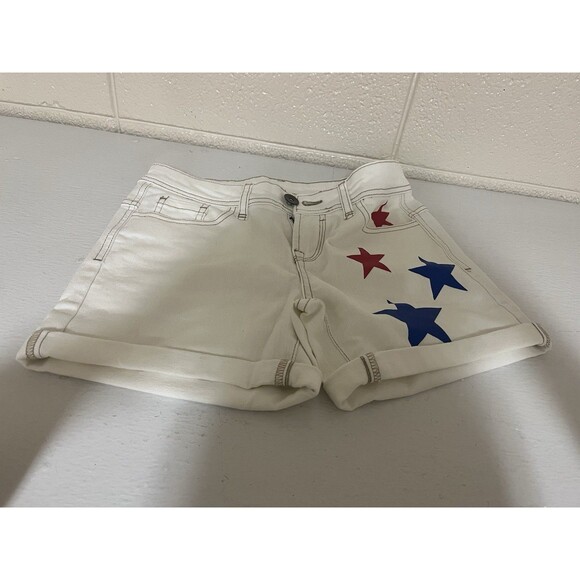 Lascana White Denim American Themed Short Shorts with Back Pockets Size 2 - Picture 1 of 3